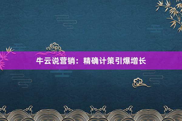 牛云说营销：精确计策引爆增长